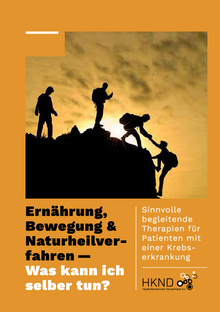 Titelbild der Broschüre "Ernährung, Bewegung & Naturheilverfahren - Was kann ich selber tun? Sinnvolle begleitende Therapien für Patienten mit einer Krebserkrankung"