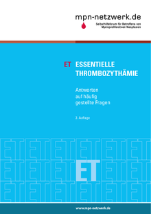 Titelbild der Broschüre "Essenzielle Thrombozythämie (ET) - Antworten auf häufig gestellte Fragen"