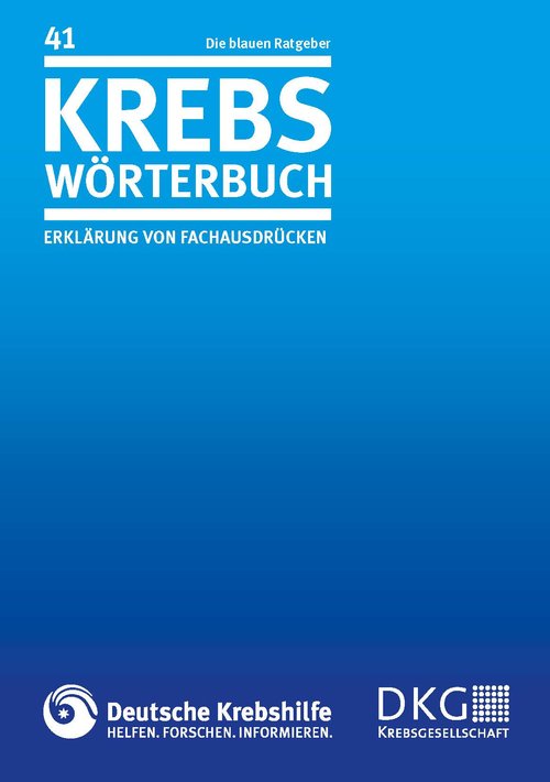 Titelbild der Broschüre "Krebswörterbuch - Erklärung von Fachausdrücken"