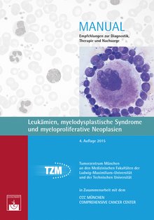 Titelbild des Buches "Manual - Leukämien, myelodysplastische Syndrome und myeloproliferative Neoplasien- Empfehlungen zur Diagnostik, Therapie und Nachsorge"
