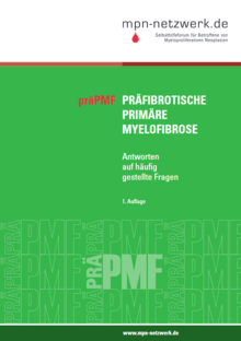 Titelbild der Broschüre "Präfibrotische Primäre Myelofibrose - Antworten auf häufig gestellte Fragen"
