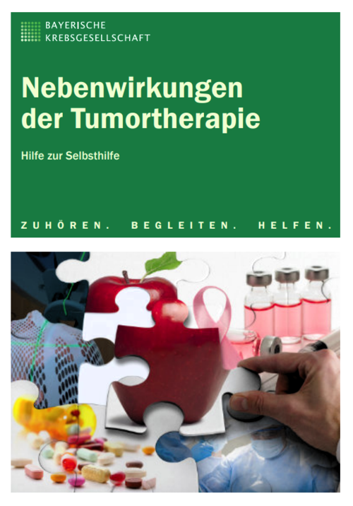 Titelbild der Broschüre "Nebenwirkungen der Tumortherapie - Hilfe zur Selbsthilfe"