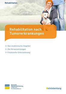 Titelbild der Broschüre "Rehabilitation und Teilhabe für Menschen mit Krebserkrankungen - Arbeitshilfe"